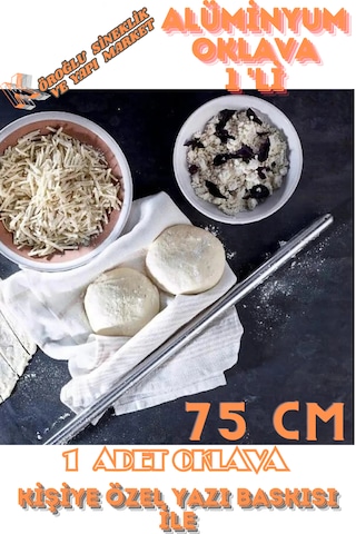 1'li Masterchef Alüminyum Paslanmaz 75 Cm Metal Oklava Hamur