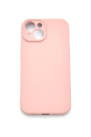 Apple Uyumlu iPhone 13 Düz Renk Esnek Yumuşak Silikon Kılıf Rubber Pembe