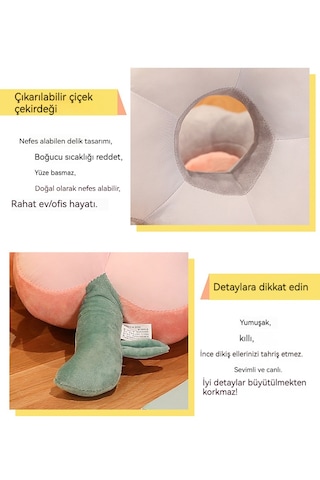 Pembe Çiçekli Masa Şekerleme Ofis Şekerleme Yastığı 40 30 25 Cm