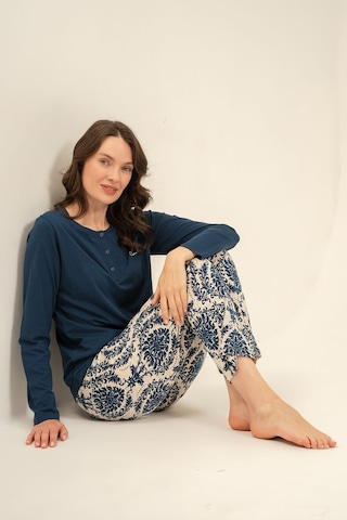 Pierre Cardin Kadın Lacivert Düğmeli Yaka Uzun Kol Pijama Takım Pc9285-s-v1 Pc9285-s-v1