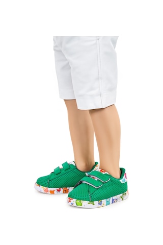 Kiko Kids Perforated Cırtlı Işıklı Erkek Bebek Spor Ayakkabı Yeşil