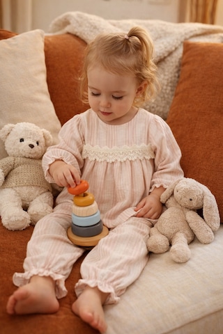Babyhola Kız Bebek Çocuk Bayramlık Takım Dantel Detaylı Alt Üst Takım Set 2005 Somon