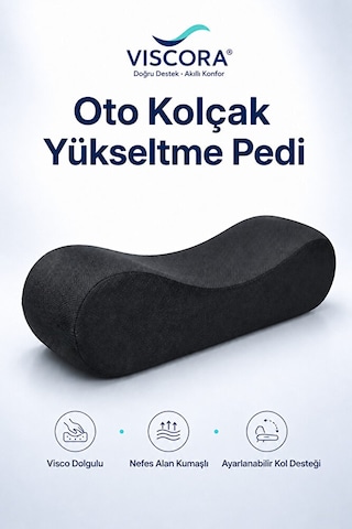 Oto Kolçak Yükseltme Pedi Visco Dolgulu, Nefes Alan Kumaşlı, Ayarlanabilir Kol Desteği