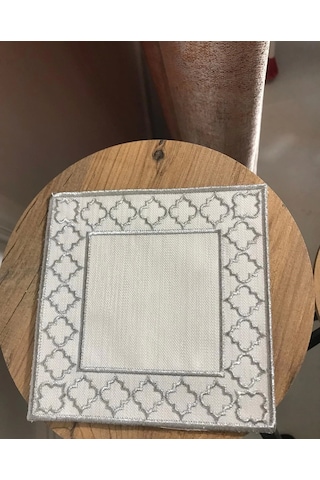 Nivemeshome Fas Nakışlı Gümüş Kare 6 Adet Keten Kokteyl Peçetesi Kahve Yanı Sunumluk Gümüş