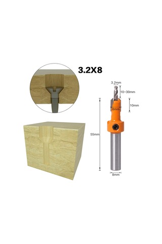 Jinchao-router Bitleri, 1pcs 8mm Shank Counterk Router Bit Set Vidalı Çıkarma Yıkımı Freze Kesici, Ev Ve Dıy Renk: 5pcs
