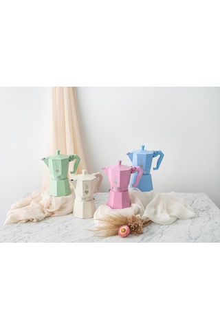Bialetti - Exclusive: 3 Cups Ocak Üstü Espresso Pişirici - 130ml - Pembe Renk - Alüminyum Gövde Sku: Smg8690010219916