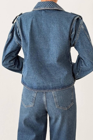 Lacarino 7757 Taşlı Kadın Jean Ceket Blue