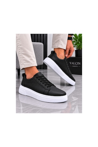 Yalçın Erkek Casual Bağcıklı Ortopedik Rahat Kaymaz Taban Sneaker Ayakkabı Siyah - 919615758 Siyah