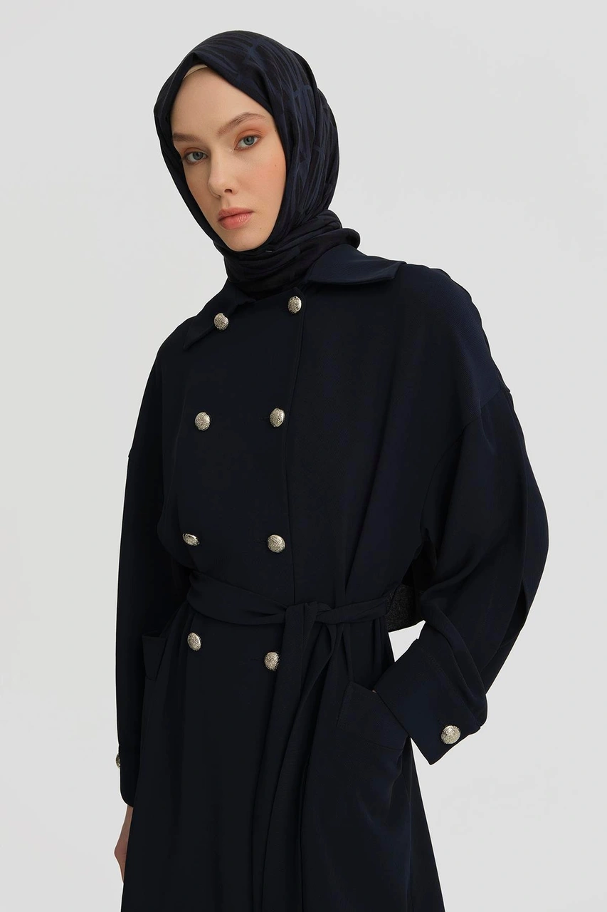 Armine Kol Yırtmaçlı Kruvaze Kap 25y7800 Lacivert Lacivert