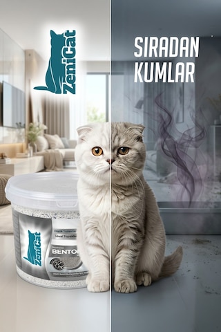 Aktif Karbonlu Bentonit Kedi Kumu 5 Lt İnce Taneli, Güçlü Topaklanan, Koku Kontrolü