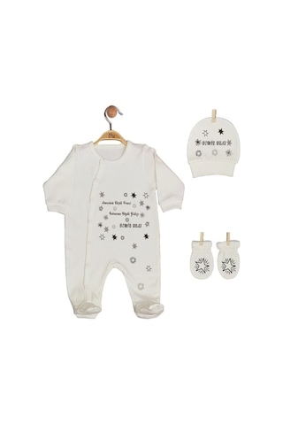 Pia Baby Gl 1950-02 İsme Özel Beşli Tulum Set Krem
