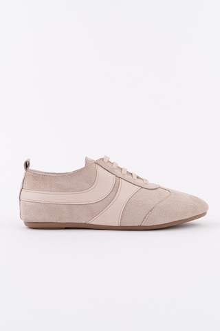 Muggo Vibe Bağcıklı Günlük Kadın Sneaker Spor Ayakkabı Bej