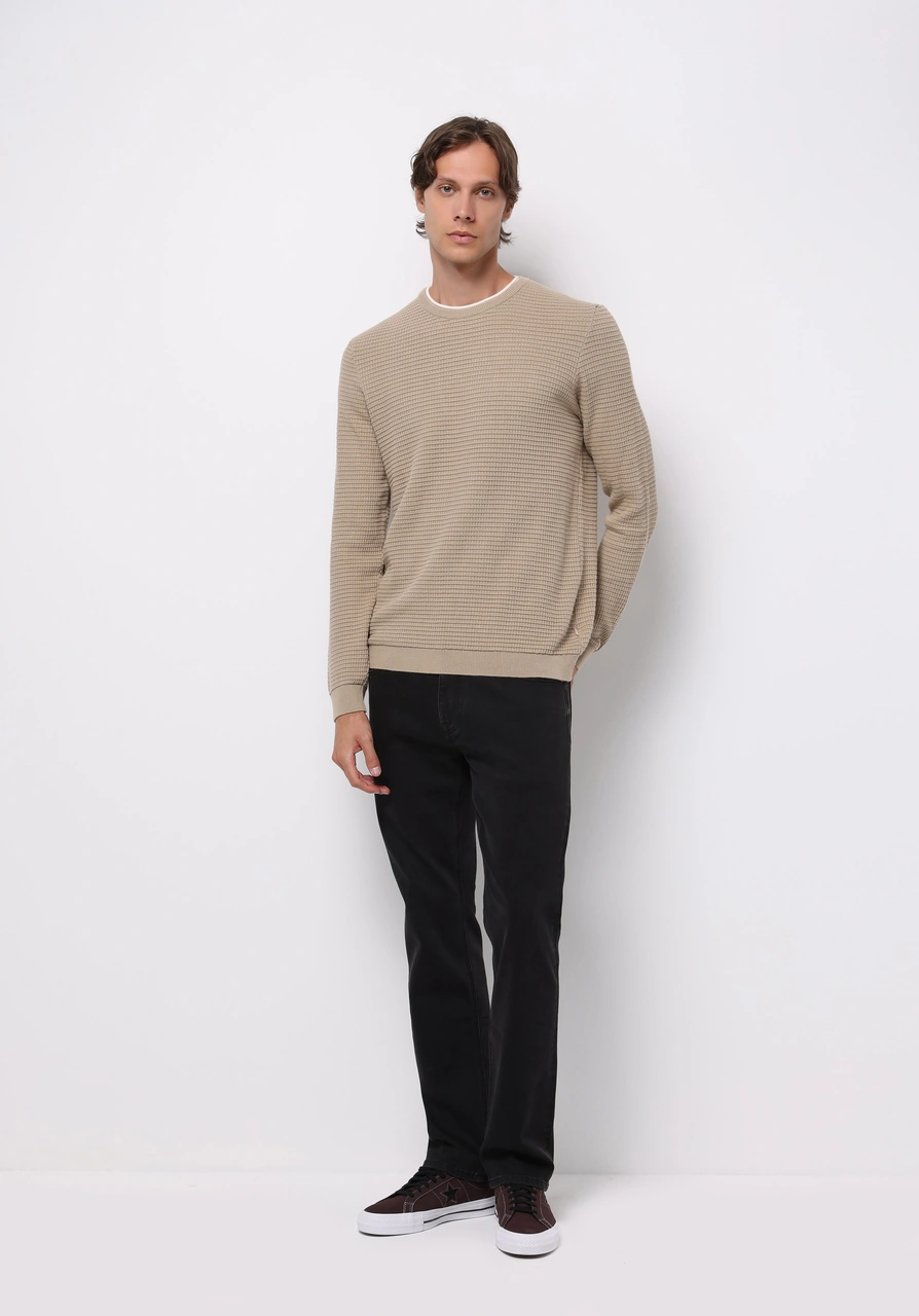 Colin's Colins Regular Fit Yuvarlak Yaka Jakarlı Erkek Bej Kazak Cl1076734 Q1.v2 Beı Bej