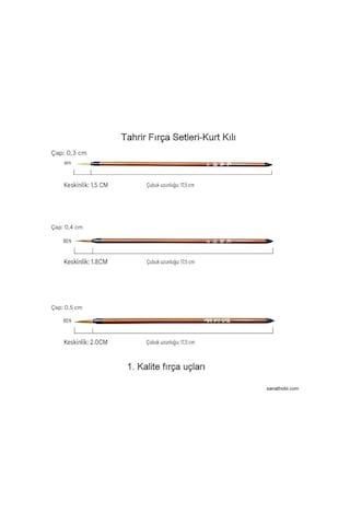 Tahrir Fırça Seti 6 Adet 1-2-3 Numara 1.kalite, Çini, Seramik, Tezhip, Minyatür, Çiçek, Desen