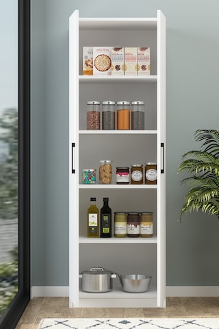 Tiba Erzak Dolabı 4 Raflı 180 Cm Çok Amaçlı Dolap Banyo Dolabı Beyaz Beyaz