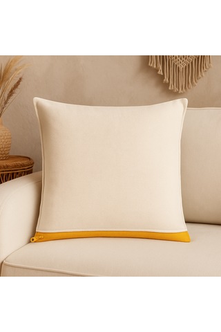 Sonbahar Yaprak Desenli Kırlent Kılıfı Turkuaz & Sarı Renkli, Dijital Duck Kumaş, Dekoratif Yastık 40 x 40