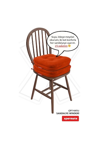 Xpermate Sandalye Minderi 2'li Set 42x42x8 Cm Kalın Çift Kat Pofidik Minder Yıkanabilir Fermuarlı Su Ve Yağ İtici Diğer