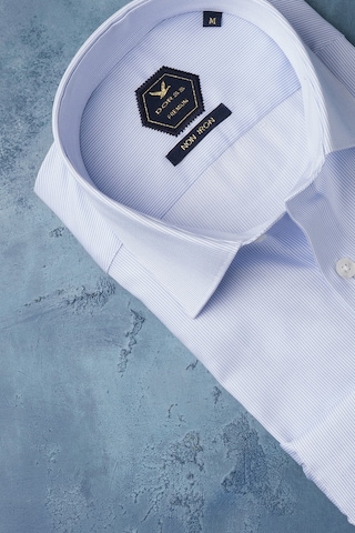 Dorss Slimfit %100 Pamuk Premium Serisi İnce Çizgili Gömlek Mavi