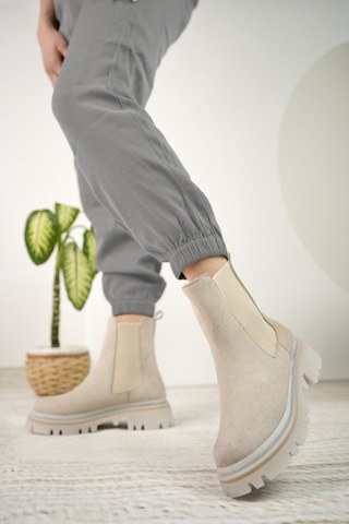 Nesil Shoes Dvm 5004 Bej Süet Çift Lastikli Kadın Bot-bej-süet Bej