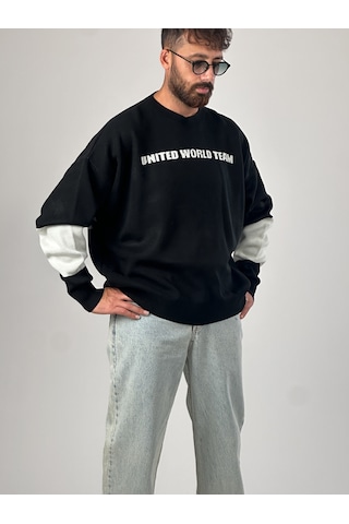 Oversize Siyah New York Erkek Triko Sweat Coc1043 Siyah