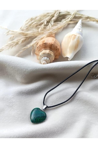 Kolye Gerdanlık Kalp Çakra Yoga Reiki Doğal Malaki Taşı Kadın