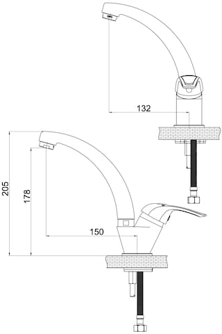 Gpd MTL120-S Adrio Tek Gövde Lavabo Bataryası Siyah
