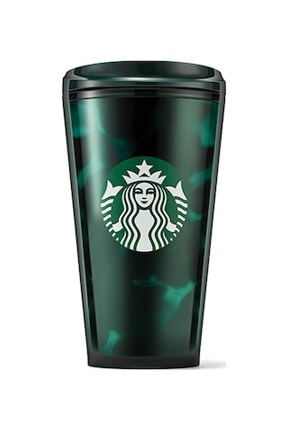 Starbucks Yeşil Siyah Temalı Plastik Termos 473ml