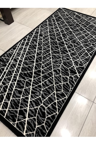 Saray Halı Simin 10938 B 100X200 Siyah Gri 2 Metre Yolluk !