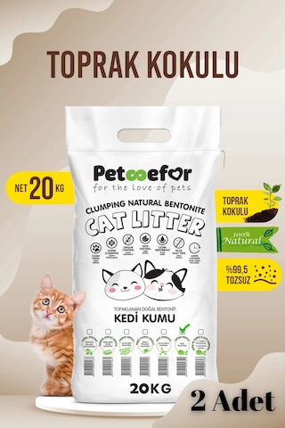 20 Kg Toprak Kokulu Yeni Nesil Organik Kahverengi Kedi Kumu X2 Adet