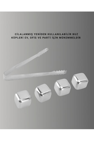 Paslanmaz Çelikten Üretilmiş Metal Buz Küpü Seti Ve Buz Klipsi Çok Renkli