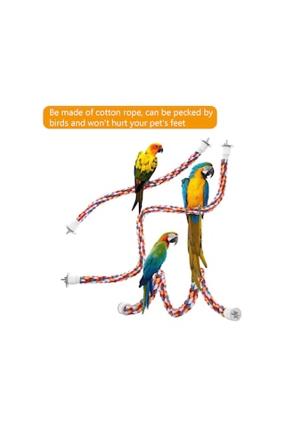 Vkemall Kuşlar İçin Pamuk İp Perçesi - Tırmalama Ve Dengeli Durma Oyuncak, 60cm Uzunlukta, Kolay Kurulum, Renkli