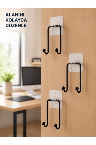 Shnstore 3'lü Yapışkanlı Askı Seti Ev Banyo Mutfak İçin Çok Amaçlı Askılık Shntknd0720 Çok Renkli