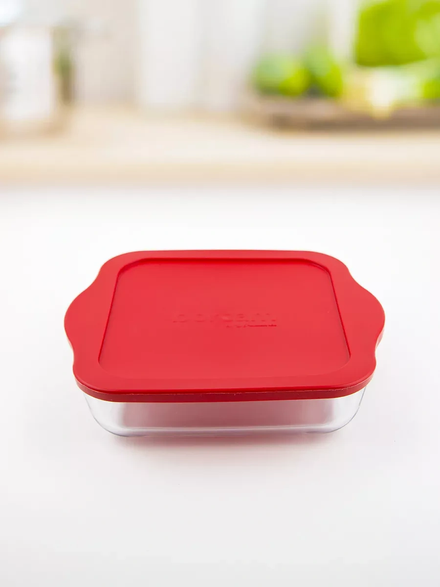 Borcam Cam Fırın Kabı Kırmızı Kapaklı 212225385 Beyaz