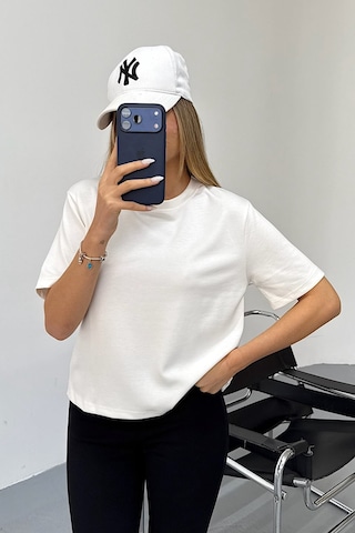Giysa Kadın Bisiklet Yaka Regular Fit Basic T-shirt Beyaz - Ms0001353 Beyaz