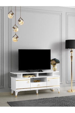 130 CM KORDON RAFLI MDF MEBRAN KAPAK TV SEHPASI