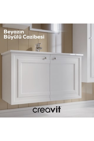 Creavit Kayra Lavabo Dolabı Kapaklı 100cm Mat Beyaz Mat Beyaz