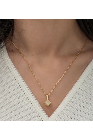 Altın Kaplama Beyaz Zirkon Taşlı Lotus Çiçeği Kadın Kolye Çok Renkli