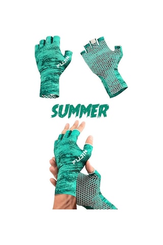 Fujin Pro Angler Summer Gloves Green L/xl Yeşil