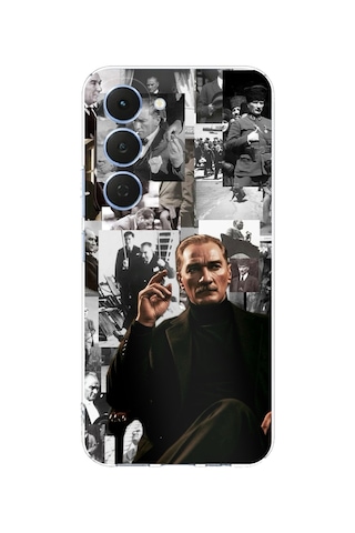 Tecno Spark 40 Pro Uyumlu Mustafa Kemal Atatürk Kolajları Baskılı Silikon Kılıf