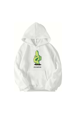 Brz Collection Unisex Oversize Fucktus Hoodıe Beyaz
