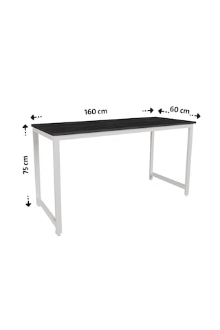 Siyah/beyaz 160x60 Çalışma Masası, Bilgisayar Masası, Ofis Masası, Metal Ayaklı Siyah Beyaz