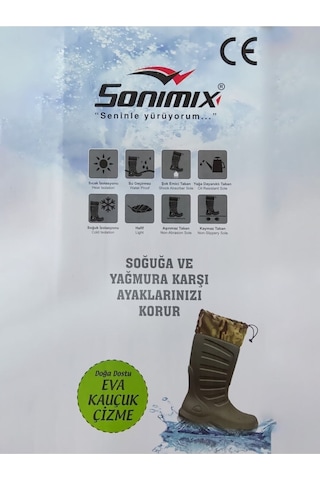 Sonimix Eva Termal Avcı Çizme Haki -30 Derece Soğuğa Dayanıklı (545634856) Haki