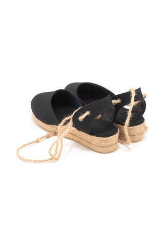 Star Tombis Gerçek Elişi Hasır Jüt Bileğe Bağlı Ipli Günlük Kadın Espadril Handmade Siyah