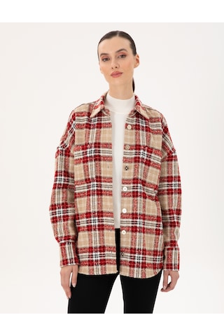 Pierre Cardin Kadın Kırmızı Gömlek Desenli 50292294-vr030 Kırmızı
