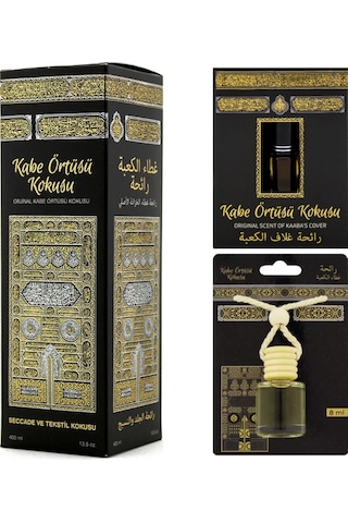 Esved Kabe Örtüsü Kokusu Avantajlı Paket 400 Ml Sprey Premium + 3 Ml Alkolsüz Esans + 8 Ml Araba Kokusu Kabe Örtüsü