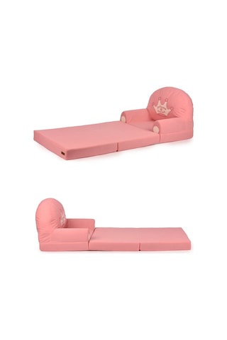 Portatif Katlanabilir Sevimli Çocuk Koltuğu - 3 Katlı Çocuk Yatak Koltuk - Taşınabilir Bebek Koltuğu Pembe Beyaz