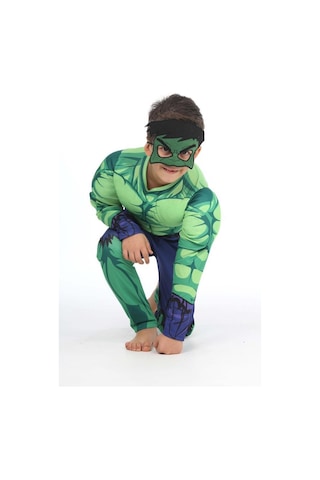 Yeni Sezon Sevilen Karakter Yeşil Dev Kahraman Hulk Kaslı Kostüm - Dolgulu Yeşil