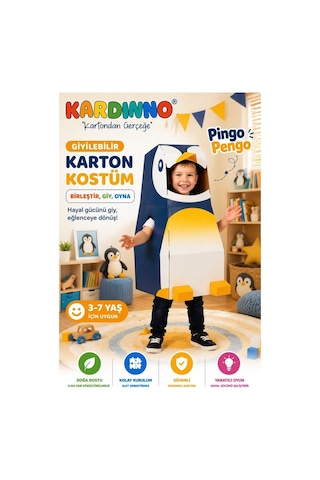 Kardinno Smokinli Pingo Pengo Karton Giyilebilir Çocuk Kostümü Etkinlik Parti Doğum Günü Kostüm