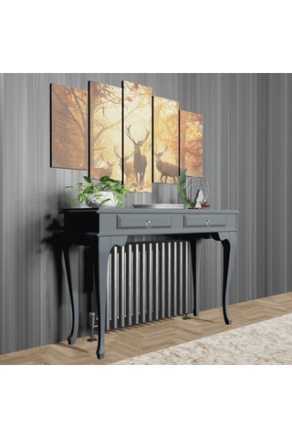 Roys Ahşap 100 Cm Antrasit Gri Çekmeceli Petek Üstü Yüksek  Dresua Gri