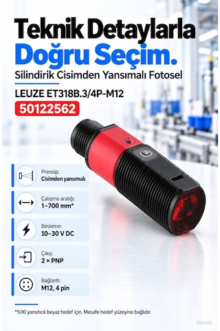 Leuze Et318b.3/4p-m12 Enerjik Cisimden Yansımalı Fotosel 50122562
